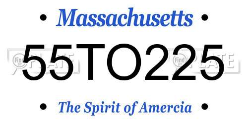 55TO225 Massachusetts License Plate