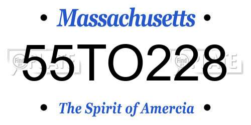 55TO228 Massachusetts License Plate