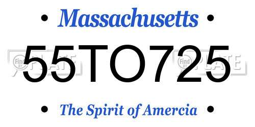 55TO725 Massachusetts License Plate