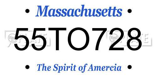 55TO728 Massachusetts License Plate