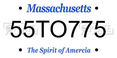 55TO775 Massachusetts License Plate