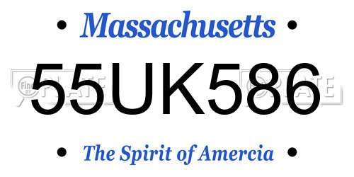 55UK586 Massachusetts License Plate