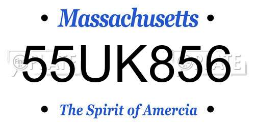 55UK856 Massachusetts License Plate