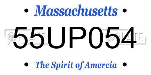 55UP054 Massachusetts License Plate
