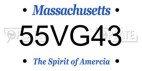 55VG43 Massachusetts License Plate
