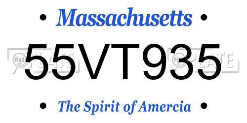 55VT935 Massachusetts License Plate