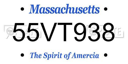 55VT938 Massachusetts License Plate