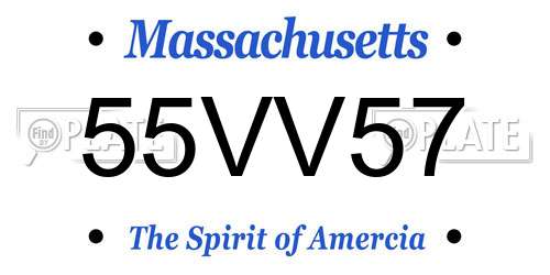 55VV57 Massachusetts License Plate