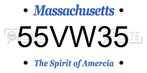 55VW35 Massachusetts License Plate