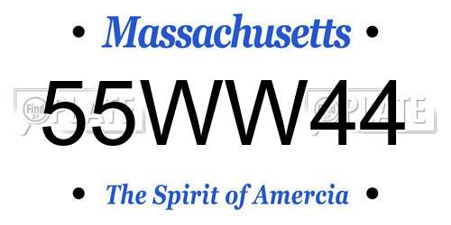 55WW44 Massachusetts License Plate