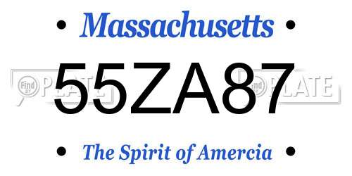 55ZA87 Massachusetts License Plate