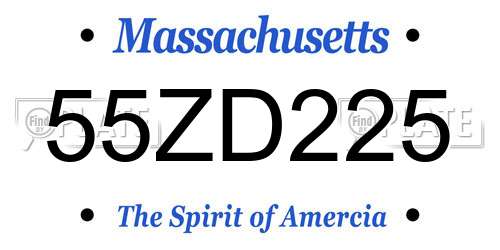 55ZD225 Massachusetts License Plate