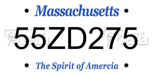 55ZD275 Massachusetts License Plate