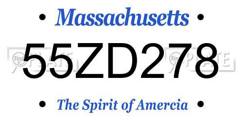 55ZD278 Massachusetts License Plate
