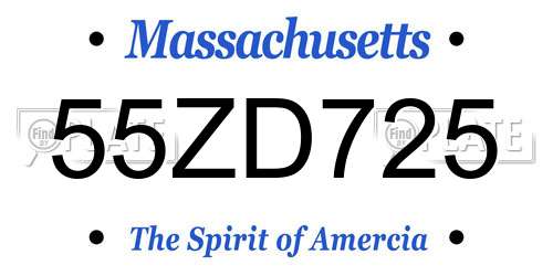 55ZD725 Massachusetts License Plate