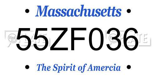 55ZF036 Massachusetts License Plate