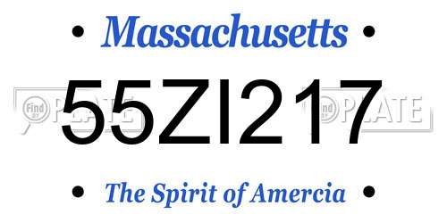 55ZI217 Massachusetts License Plate
