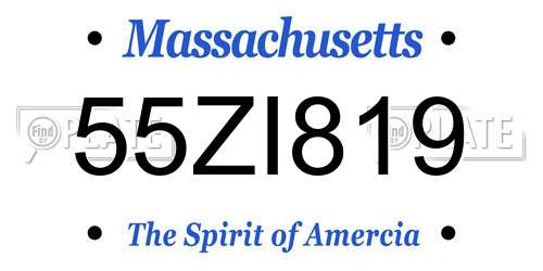 55ZI819 Massachusetts License Plate