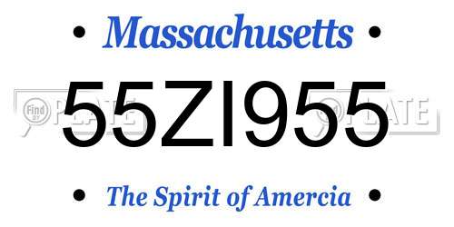 55ZI955 Massachusetts License Plate