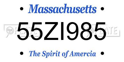 55ZI985 Massachusetts License Plate