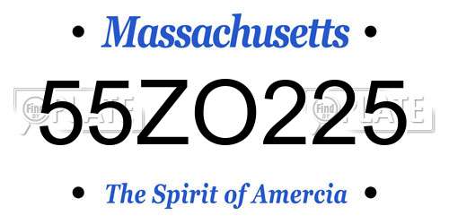 55ZO225 Massachusetts License Plate