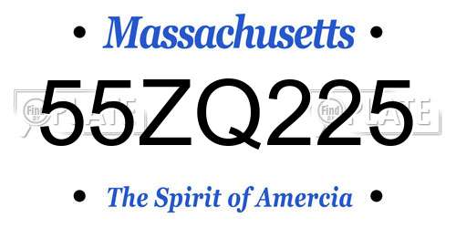 55ZQ225 Massachusetts License Plate