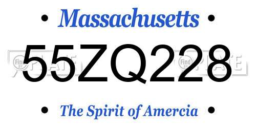 55ZQ228 Massachusetts License Plate