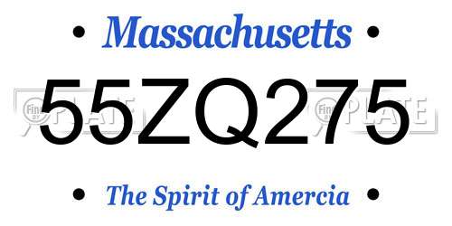 55ZQ275 Massachusetts License Plate