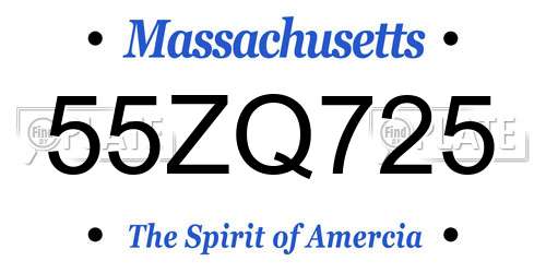 55ZQ725 Massachusetts License Plate