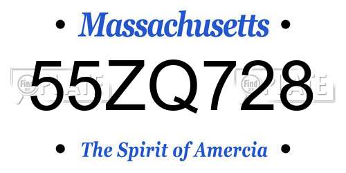 55ZQ728 Massachusetts License Plate