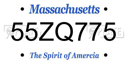 55ZQ775 Massachusetts License Plate
