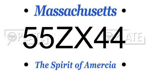 55ZX44 Massachusetts License Plate