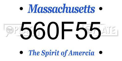 560F55 Massachusetts License Plate