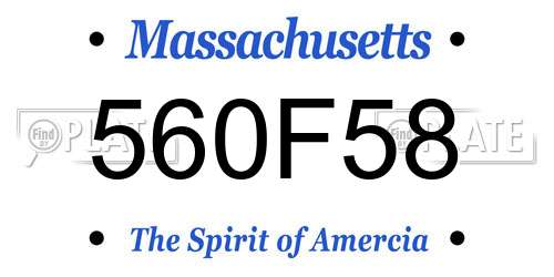 560F58 Massachusetts License Plate