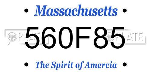560F85 Massachusetts License Plate