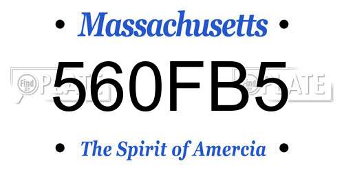 560FB5 Massachusetts License Plate