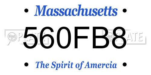 560FB8 Massachusetts License Plate