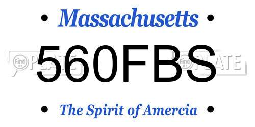 560FBS Massachusetts License Plate