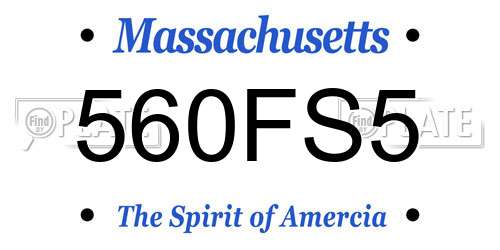 560FS5 Massachusetts License Plate