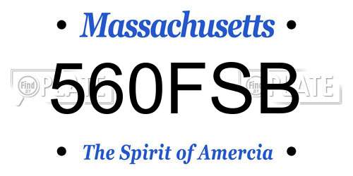 560FSB Massachusetts License Plate