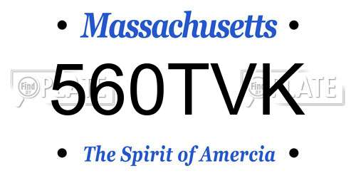 560TVK Massachusetts License Plate