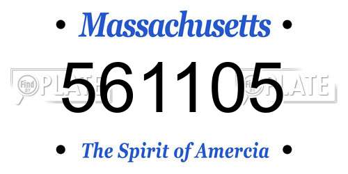 561105 Massachusetts License Plate