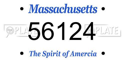 56124 Massachusetts License Plate