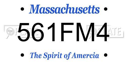 561FM4 Massachusetts License Plate