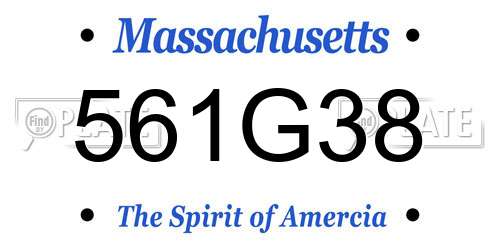 561G38 Massachusetts License Plate