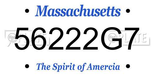 56222G7 Massachusetts License Plate
