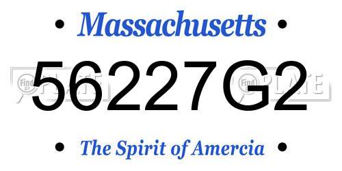 56227G2 Massachusetts License Plate
