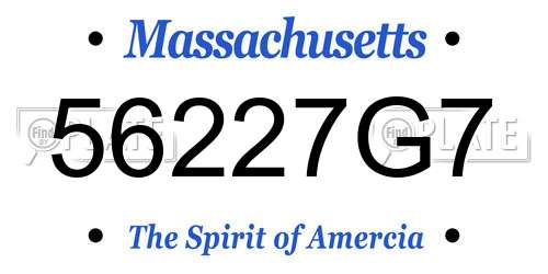 56227G7 Massachusetts License Plate