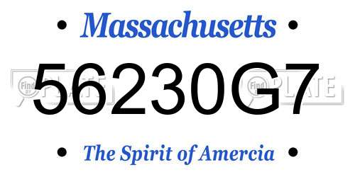 56230G7 Massachusetts License Plate