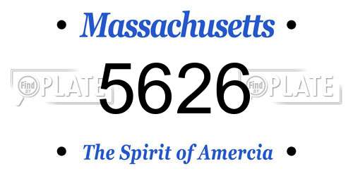 5626 Massachusetts License Plate
